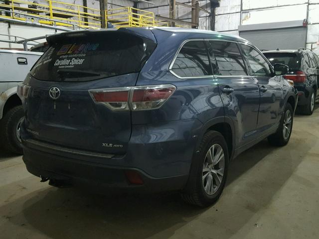 5TDJKRFH7FS149088 - 2015 TOYOTA HIGHLANDER BLUE photo 4