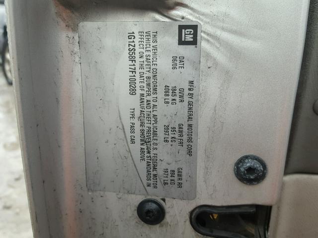 1G1ZS58F17F100289 - 2007 CHEVROLET MALIBU LS 银色 照片 10