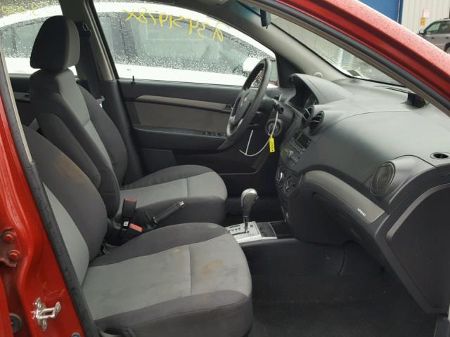 KL1TD66E29B640579 - 2009 CHEVROLET AVEO LS RED photo 5