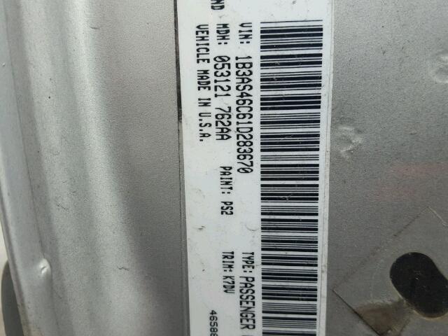 1B3AS46C61D283670 - 2001 DODGE NEON SE SILVER photo 10