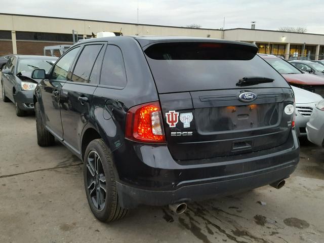 2FMDK4JC4DBC11567 - 2013 FORD EDGE SEL BLACK photo 3