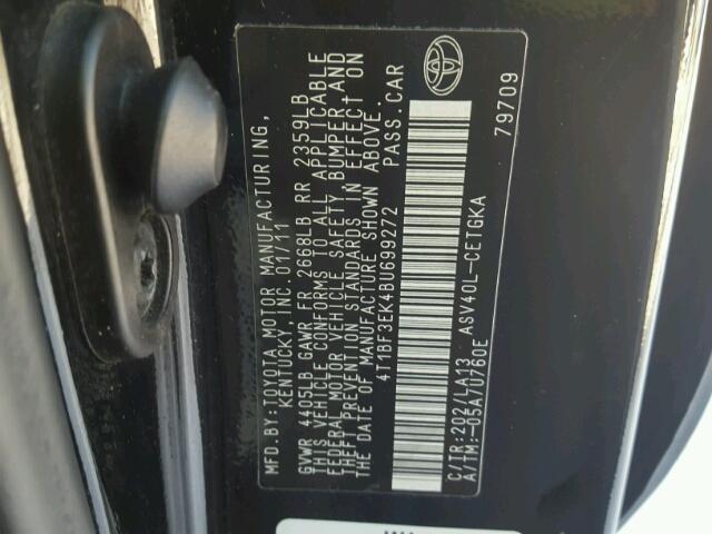 4T1BF3EK4BU699272 - 2011 TOYOTA CAMRY BASE BLACK photo 10