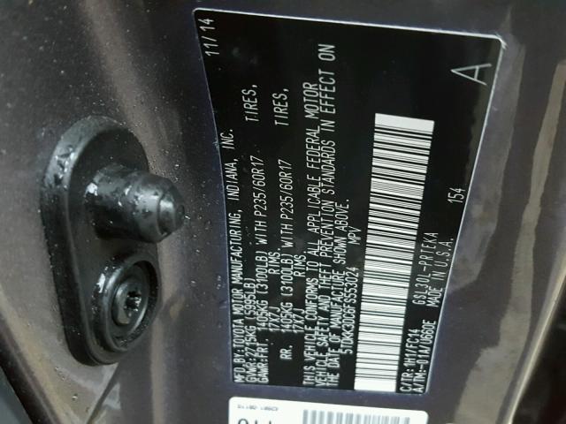 5TDKK3DC6FS553024 - 2015 TOYOTA SIENNA LE CHARCOAL photo 10