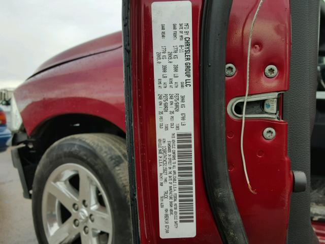 1C6RD7HTXCS115627 - 2012 DODGE RAM TRUCK MAROON photo 10