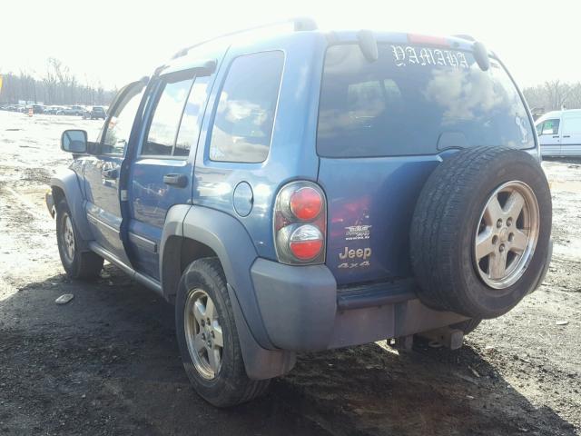 1J4GL48K65W601544 - 2005 JEEP LIBERTY SP BLUE photo 3