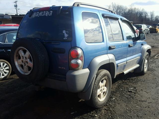 1J4GL48K65W601544 - 2005 JEEP LIBERTY SP BLUE photo 4