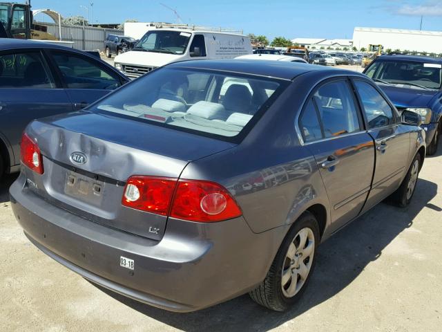 KNAGE123985178630 - 2008 KIA OPTIMA LX GRAY photo 4