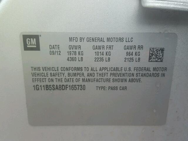 1G11B5SA8DF165730 - 2013 CHEVROLET MALIBU LS Gümüş foto 10