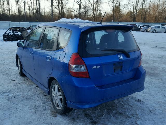 JHMGD37608S033724 - 2008 HONDA FIT SPORT BLUE photo 3