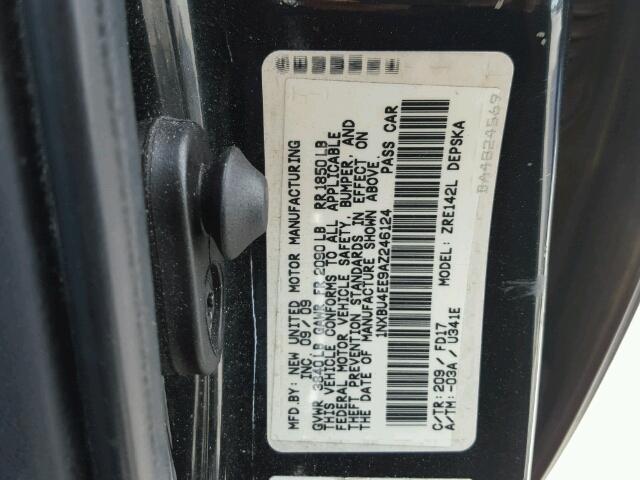 1NXBU4EE9AZ246124 - 2010 TOYOTA COROLLA/S/ BLACK photo 10