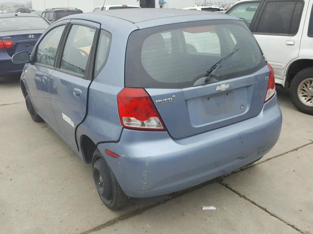 KL1TD66617B784338 - 2007 CHEVROLET AVEO BASE BLUE photo 3