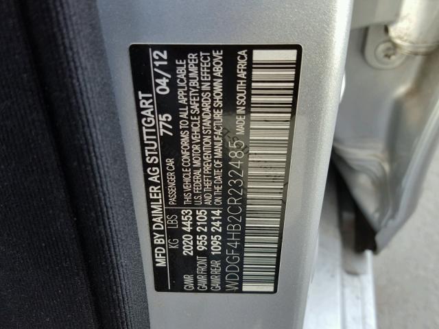 WDDGF4HB2CR232485 - 2012 MERCEDES-BENZ C 250 SILVER photo 10