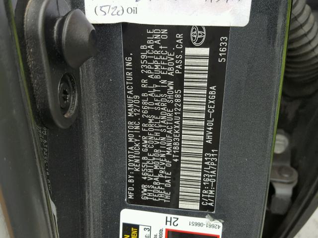 4T1BB3EKXAU122885 - 2010 TOYOTA CAMRY HYBR GRAY photo 10