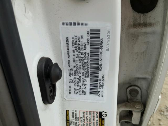 1NXBR30E35Z516344 - 2005 TOYOTA COROLLA CE WHITE photo 10