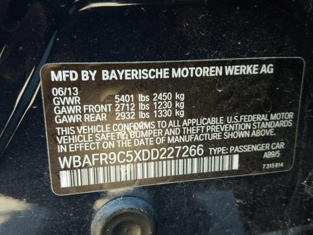 WBAFR9C5XDD227266 - 2013 BMW 550 I BLACK photo 10