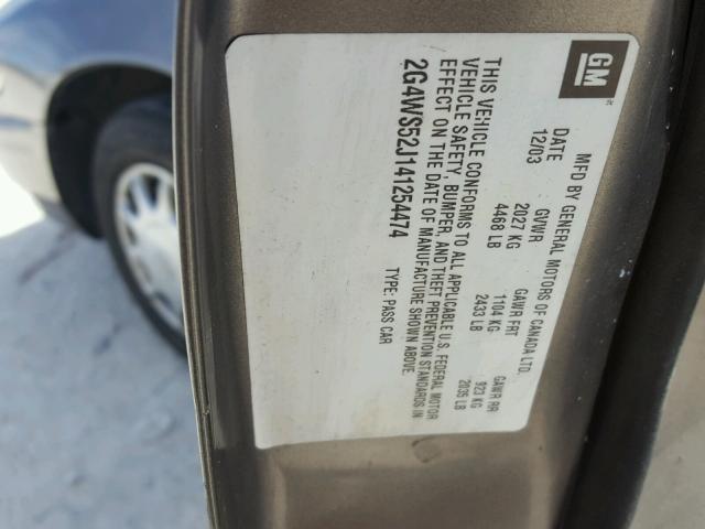 2G4WS52J141254474 - 2004 BUICK CENTURY CU BROWN photo 10