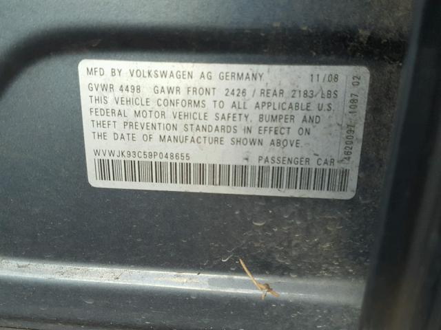 WVWJK93C59P048655 - 2009 VOLKSWAGEN PASSAT TUR GRAY photo 10