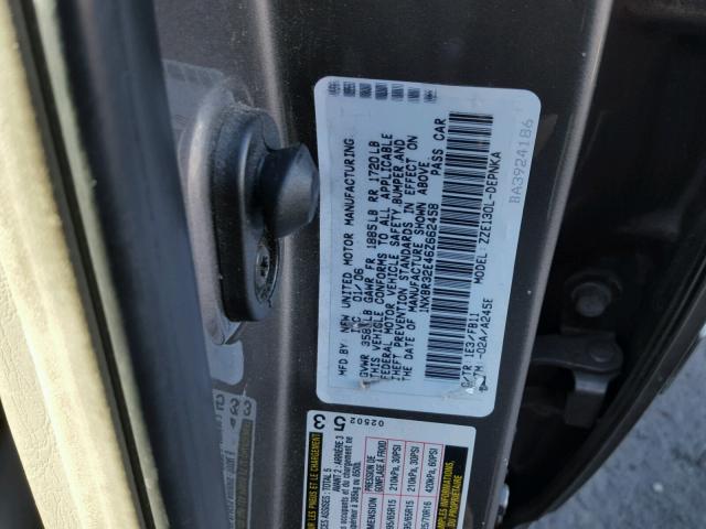 1NXBR32E46Z662458 - 2006 TOYOTA COROLLA CE GRAY photo 10