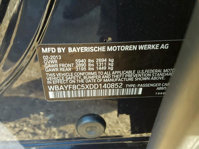 WBAYF8C5XDD140852 - 2013 BMW 750LI XDRI BLUE photo 10