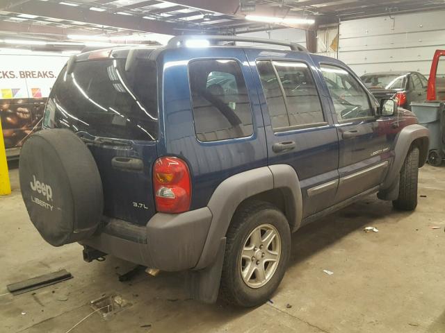 1J4GL48K73W587263 - 2003 JEEP LIBERTY SP BLUE photo 4