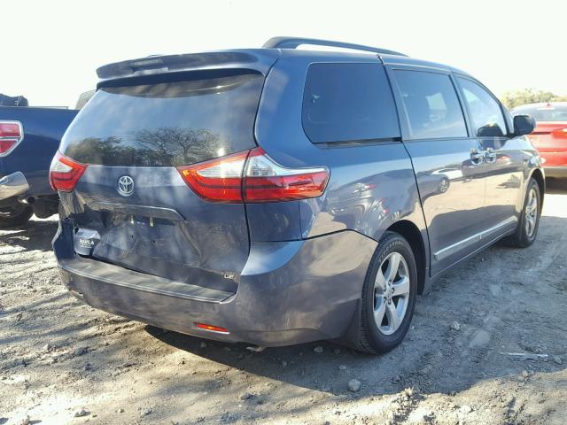 5TDKZ3DC8HS793593 - 2017 TOYOTA SIENNA LE BLUE photo 4