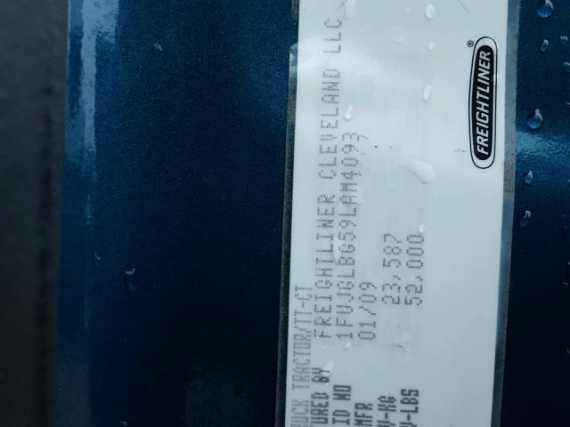1FUJGLBG59LAM4093 - 2009 FREIGHTLINER CASCADIA 1 蓝色 照片 10