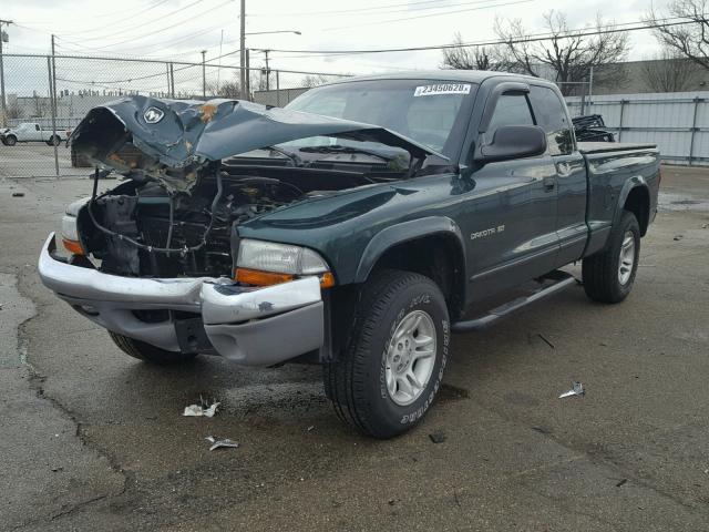 1B7GG22N71S246242 - 2001 DODGE DAKOTA GREEN photo 2