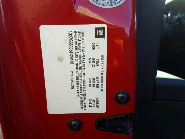 1G2ZG558064129148 - 2006 PONTIAC G6 SE1 RED photo 10