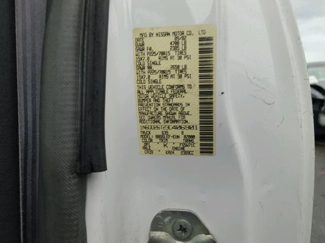 1N6DD26T23C406901 - 2003 NISSAN FRONTIER K WHITE photo 10