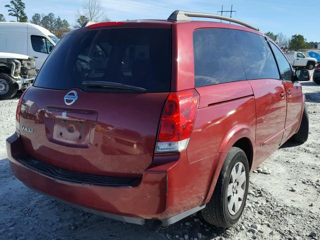 5N1BV28U96N110162 - 2006 NISSAN QUEST S RED photo 4