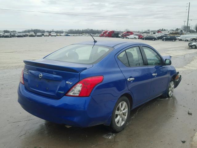 3N1CN7AP0EL850307 - 2014 NISSAN VERSA S BLUE photo 4