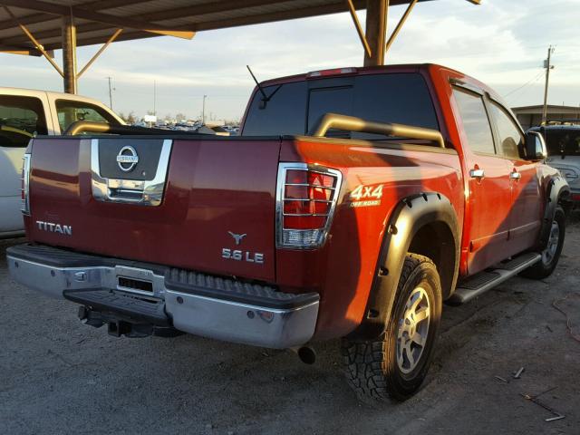 1N6AA07B04N551155 - 2004 NISSAN TITAN XE RED photo 4