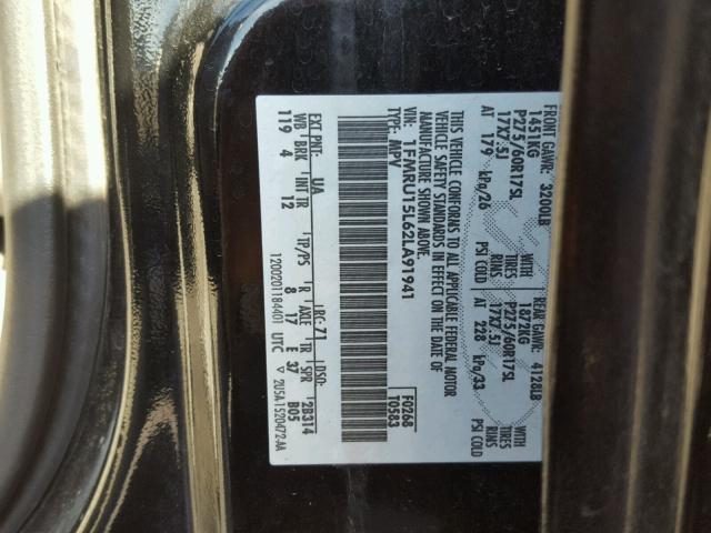 1FMRU15L62LA91941 - 2002 FORD EXPEDITION BLACK photo 10