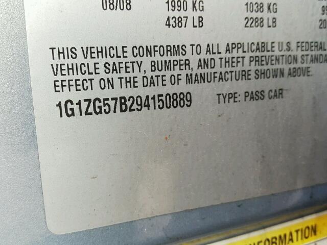 1G1ZG57B294150889 - 2009 CHEVROLET MALIBU LS BLUE photo 10