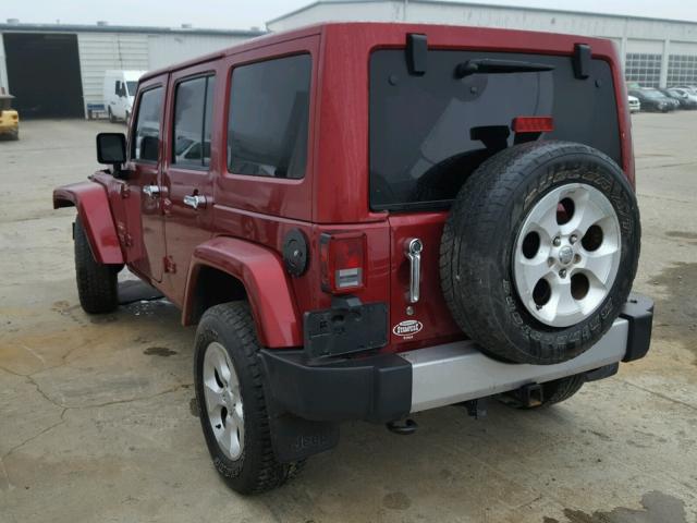 1C4BJWEG8DL511622 - 2013 JEEP WRANGLER U BURGUNDY photo 3