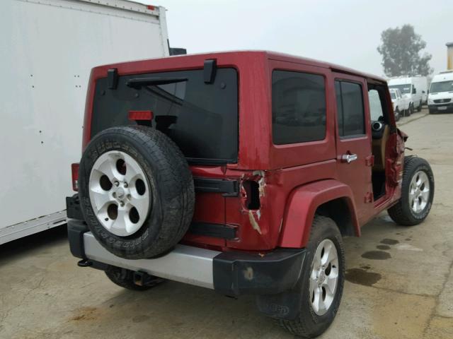 1C4BJWEG8DL511622 - 2013 JEEP WRANGLER U BURGUNDY photo 4