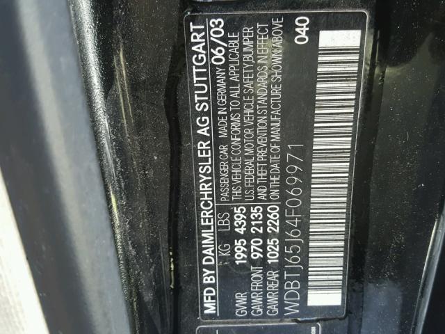 WDBTJ65J64F069971 - 2004 MERCEDES-BENZ CLK 320C BLACK photo 10