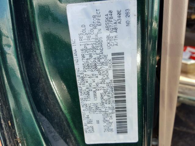 5TBRT34184S446394 - 2004 TOYOTA TUNDRA ACC GREEN photo 10