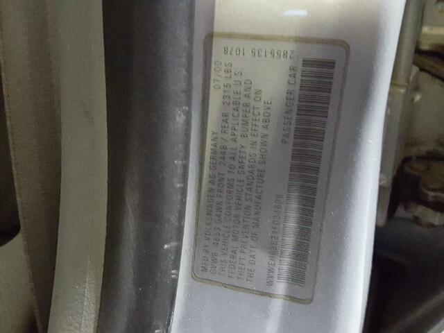WVWEH63B21E034606 - 2001 VOLKSWAGEN PASSAT GLX 银色 照片 10
