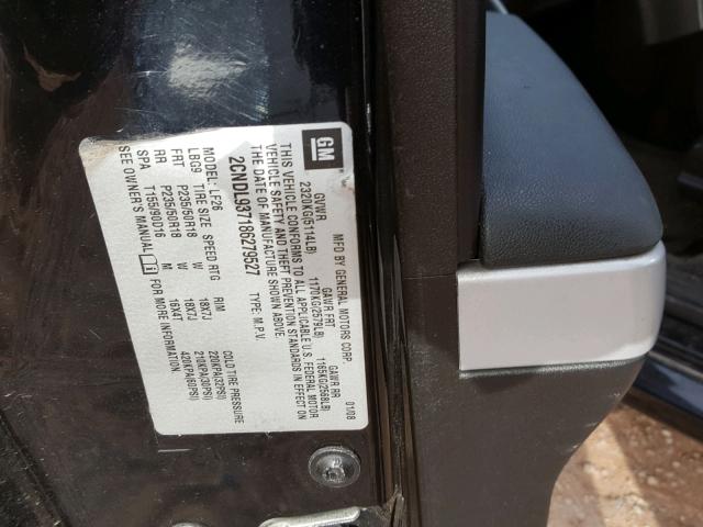 2CNDL937186279527 - 2008 CHEVROLET EQUINOX SP BLACK photo 10