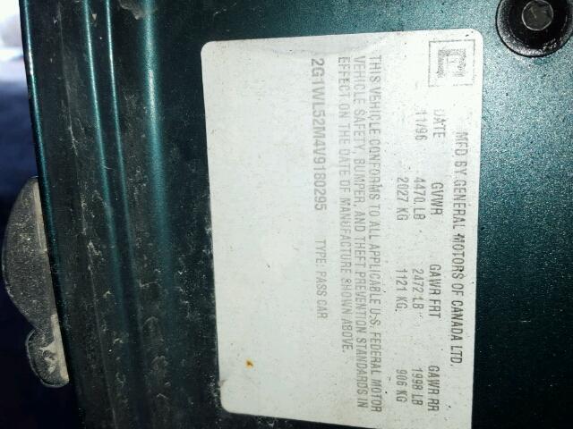 2G1WL52M4V9180295 - 1997 CHEVROLET LUMINA BAS მწვანე ფოტო 10