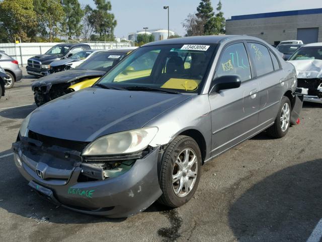 2HGES165X5H548939 - 2005 HONDA CIVIC LX GRAY photo 2