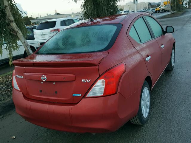 3N1CN7AP6EL824245 - 2014 NISSAN VERSA S RED photo 4