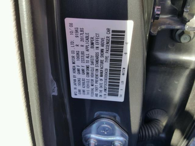 JHMCP26359C006439 - 2009 HONDA ACCORD LX GRAY photo 10