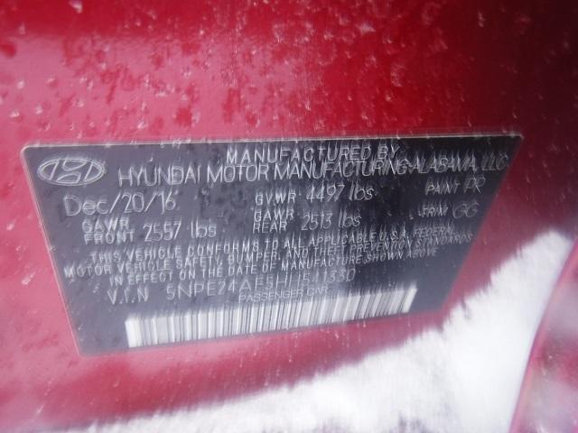 5NPE24AF5HH541330 - 2017 HYUNDAI SONATA SE RED photo 10