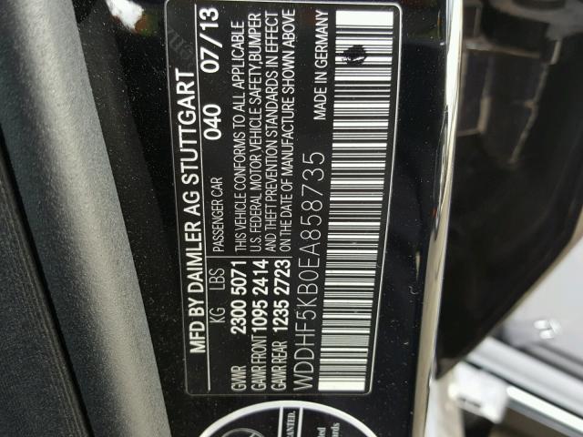 WDDHF5KB0EA858735 - 2014 MERCEDES-BENZ E 350 BLACK photo 10