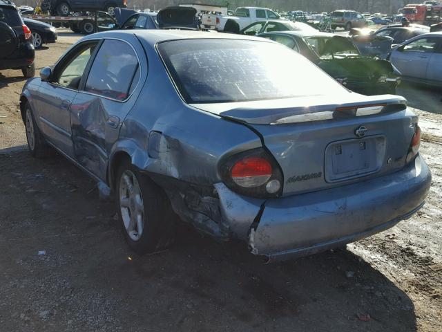 JN1CA31D31T606764 - 2002 NISSAN MAXIMA BLUE photo 3