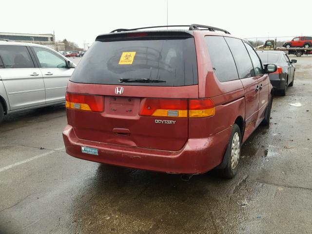 2HKRL18512H519620 - 2002 HONDA ODYSSEY LX RED photo 4