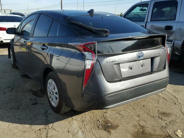 JTDKBRFU5G3507177 - 2016 TOYOTA PRIUS GRAY photo 3