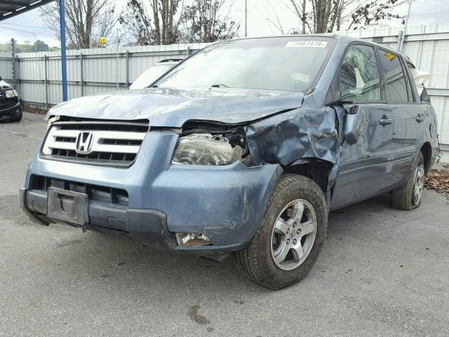 2HKYF18597H531332 - 2007 HONDA PILOT EXL BLUE photo 2